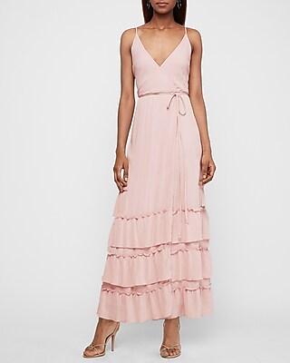 Tiered Wrap Front Maxi Dress | Express